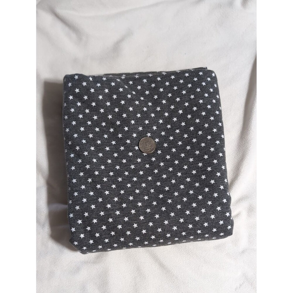 Brushed Cotton Fleece Knit Fabric Heather Gray White Stars 1 yard Sewin